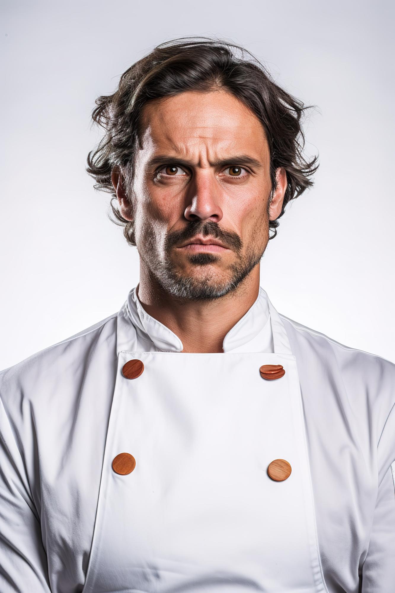 Founding chef in a warm kitchen, close-up